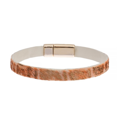Bracelete do couro do cabelo do cavalo com a cópia animal do fechamento magnético