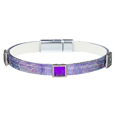 Serviço de couro feito a mão roxo do ODM do OEM do bracelete do nó quadrado