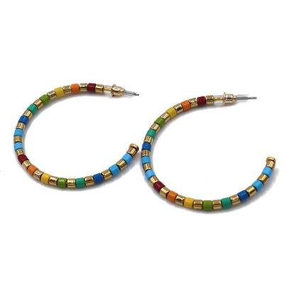 brincos da aro do esmalte do grânulo da liga, brincos do grânulo de Tila do arco-íris de 45mm