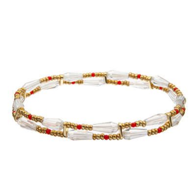 7,25 polegadas de bracelete frisado do estiramento ajustam o material da mistura do vermelho e de cor do ouro