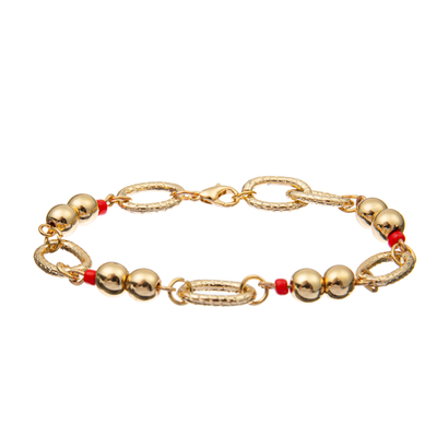 7,25 polegadas de bracelete frisado do estiramento ajustam o material da mistura do vermelho e de cor do ouro