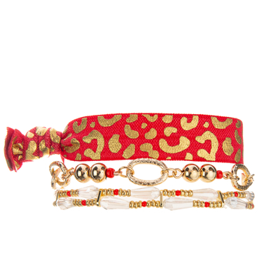7,25 polegadas de bracelete frisado do estiramento ajustam o material da mistura do vermelho e de cor do ouro