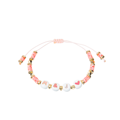 Polímero Clay Beaded Letter Bracelet, braceletes do grânulo do alfabeto de 7.4*8mm
