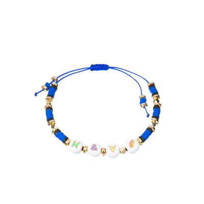 Polímero Clay Beaded Letter Bracelet, braceletes do grânulo do alfabeto de 7.4*8mm