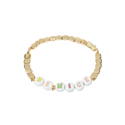 os grânulos elásticos do esmalte de 18.5cm nomeiam o bracelete com o ouro 14k chapeado