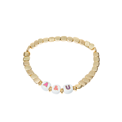 os grânulos elásticos do esmalte de 18.5cm nomeiam o bracelete com o ouro 14k chapeado
