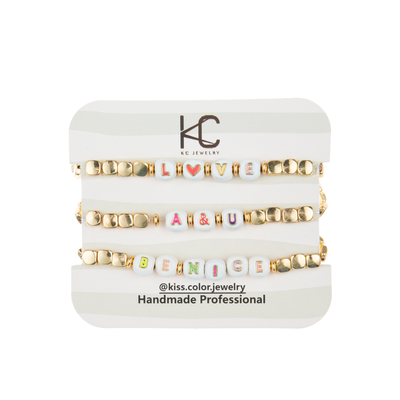 os grânulos elásticos do esmalte de 18.5cm nomeiam o bracelete com o ouro 14k chapeado