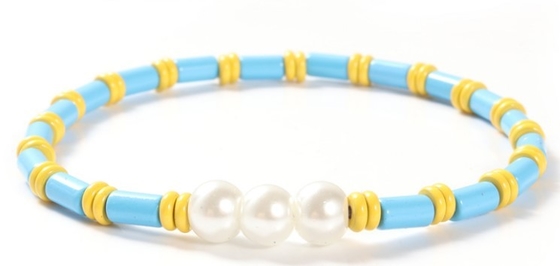 de medida ajustável strechy boêmio do estilo 18.5cm de 6mm Shell Pearl And Bead Bracelet