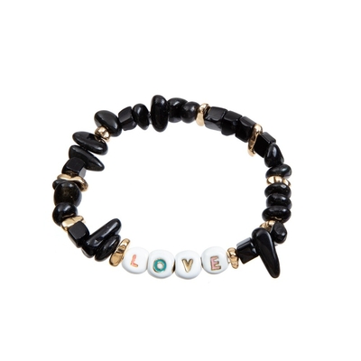 PVD chapeou braceletes feitos a mão dos grânulos, bracelete elástico do grânulo do esmalte de 18.5cm