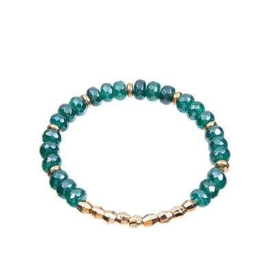 Tingido Shinny o material elástico da corda da corda de Jasper Beaded Bracelet 5*8mm do verde