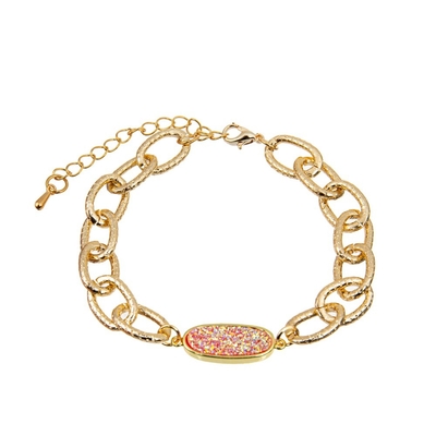 Bracelete multicolorido 15g do grânulo de Druzy da resina com a corrente da extensão de medida ajustável