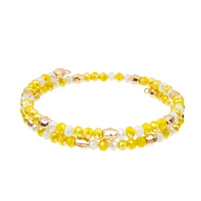 O OEM Shinny o limão - Crystal Beads Bracelets amarelo a pulseira de bronze de 2 camadas
