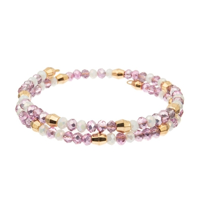 Laranja roxa cor-de-rosa de bronze de Crystal Wrap Bracelets With Gold do fio de 3 camadas