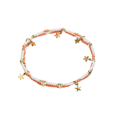 braceletes feitos a mão dos grânulos da estrela de bronze de 5mm com os grânulos da semente de 2mm