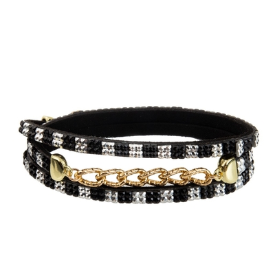 Boêmia 3 camadas envolve os braceletes de couro com corrente e encantos