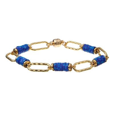 Braceletes feitos a mão dos grânulos da parte de Polyclay do arco-íris 6mm com os ímãs da corrente do ouro