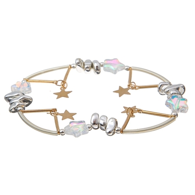 Cor do arco-íris dos braceletes de corrente de Crystal Stretchy Spring Zircon Star