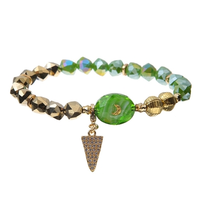 Cor pastel Crystal Bracelets elástico de turquesa da pérola com corda vitrificada de vidro dos grânulos