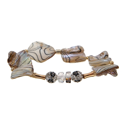 Bracelete de Shell Shambhala Ball Fort Beads com textura impressa preta da onda de água