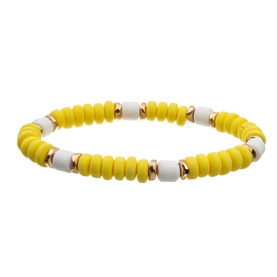 O ofício dourado geométrico da mão do tubo do metal perla o bracelete Crystal Set amarelo