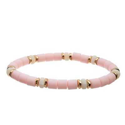 Cor do rosa da pilha de Boêmia a multi perlou o bracelete elástico para a forma do verão