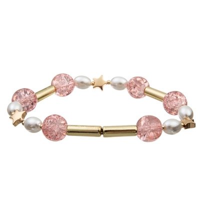Cor do rosa da pilha de Boêmia a multi perlou o bracelete elástico para a forma do verão