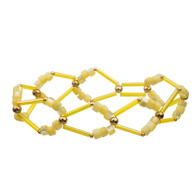 O ofício dourado geométrico da mão do tubo do metal perla o bracelete Crystal Set amarelo