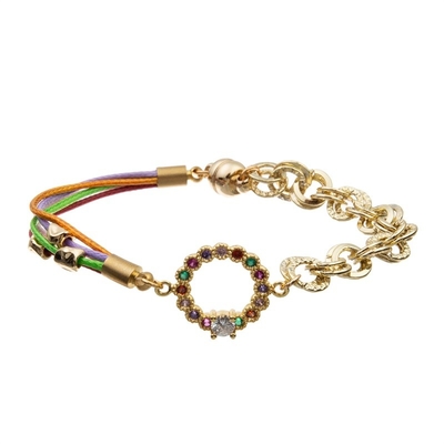 Braceletes feitos a mão empilháveis vermelhos dos grânulos para a forma adolescente com zircão do arco-íris