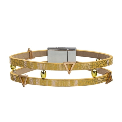 Fecho de couro de Crystal Bead Bracelet With Magnetic do envoltório para a menina