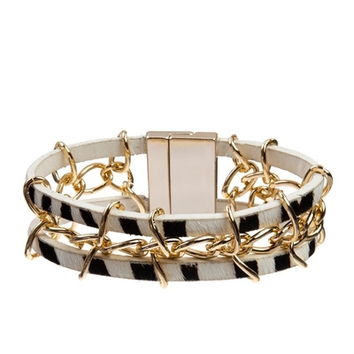 Bracelete de couro feito a mão do estilo punk fresco com a bola do teste padrão do tabuleiro de damas da corrente do ouro