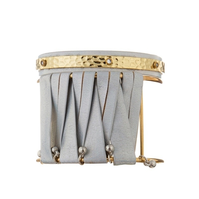 Joia inspirada aberta da pulseira de Grey Leather Bracelet Hammer Metal das mulheres