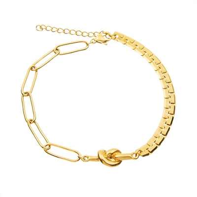 o ouro 14K chapeou o bracelete de corrente ajustável do punho do encanto do nó para a menina