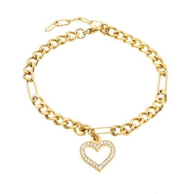 O ouro da parte alta 18K chapeou o bracelete de aço inoxidável para mulheres