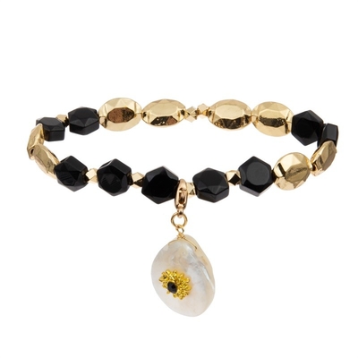 O bracelete de pedra frisado natural do hexágono ajustou o poder da cura com Shell Pendant