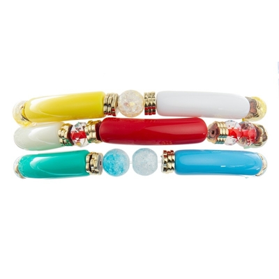 O bloco feito a mão perla o presente elástico da cor da coleção da mola do bracelete da pulseira para a menina