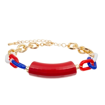 A barra de bambu perla o bracelete feito a mão da corrente do ouro colorido para o Dia da Independência