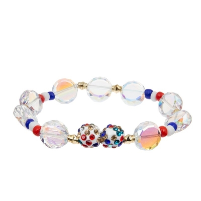 O bracelete dos grânulos do feriado do Dia da Independência ajustou a cor azul vermelha branca para a menina