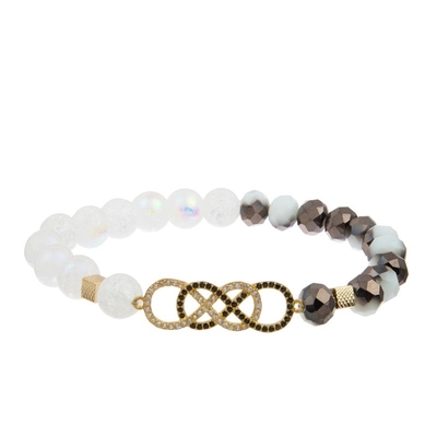 Os grânulos dos doces Handcraft o bracelete empilhável elástico ajustado com encanto do zircão do brilho