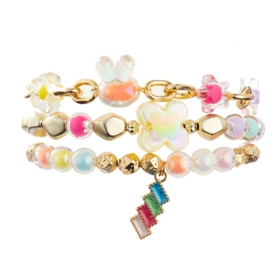 Cor ideal do conto de fadas frisado unisex do bracelete do estiramento com encanto do arco-íris