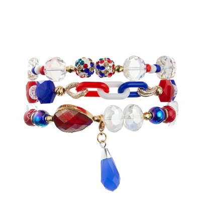 O bracelete dos grânulos do feriado do Dia da Independência ajustou a cor azul vermelha branca para a menina