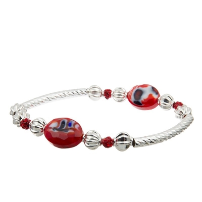 Grânulos da prata de Crystal Charm Bracelet With Red do vidro da cópia do leopardo