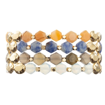 Bracelete Mala For Thanks Giving Gift do poder da cura de Opal Natural Beads Hexagon Stone