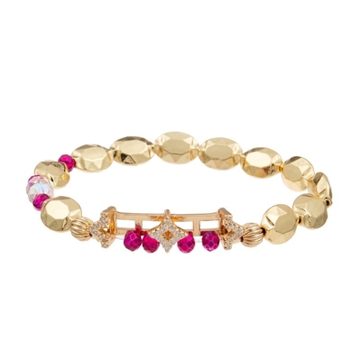 A estrela do ouro do zircão encanta braceletes elásticos feitos a mão com os grânulos lisos da forma para a menina