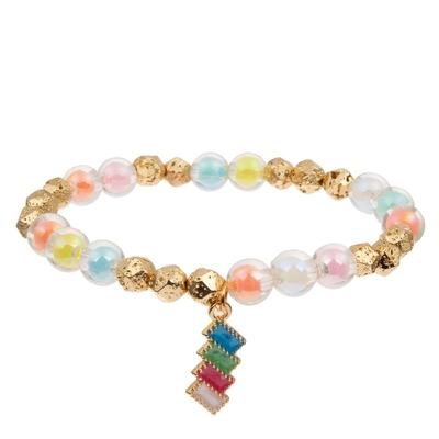 Cor ideal do conto de fadas frisado unisex do bracelete do estiramento com encanto do arco-íris
