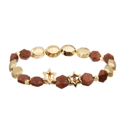 A malaquite elástico perla o bracelete do encanto da folha do zircão com corrente do ouro