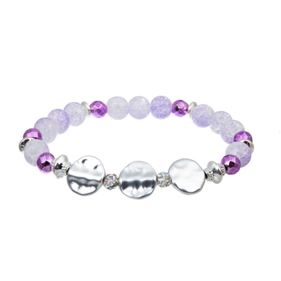 Cor roxa Multilayer do bracelete de couro feito a mão das mulheres com fecho do ímã