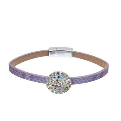 Cor roxa Multilayer do bracelete de couro feito a mão das mulheres com fecho do ímã