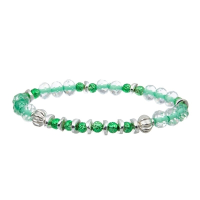 Bracelete feito a mão de couro do verde do partido ajustado com a bola minimalista da rocha do zircão