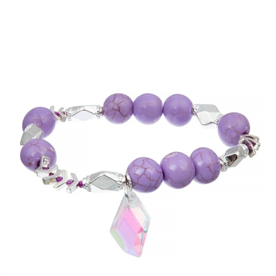 Cor roxa Multilayer do bracelete de couro feito a mão das mulheres com fecho do ímã
