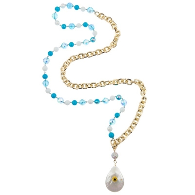 Colar natural 8mm multicoloridos da corrente do ouro de Shell Pendant Glass Crystal Beads